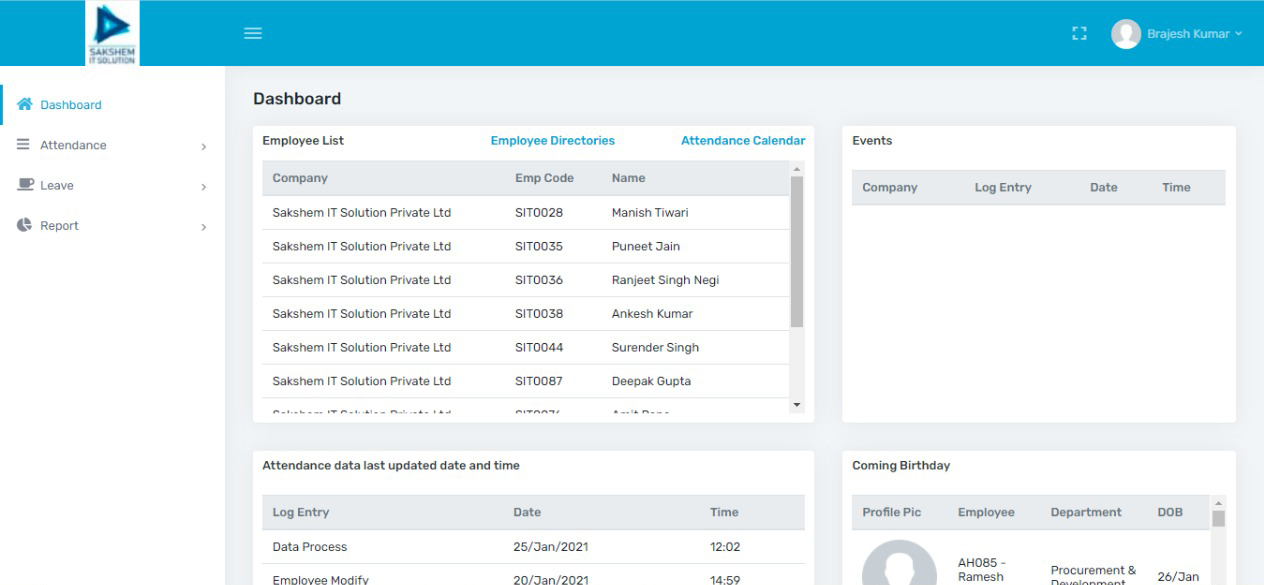 our hrms dashboard